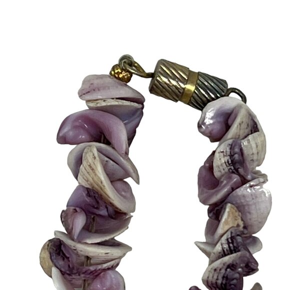 Vintage Shell Necklace Purple White Shells Beach Ocean 32 inches - Picture 4 of 6